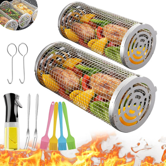 Rolling Grilling Baskets for Outdoor